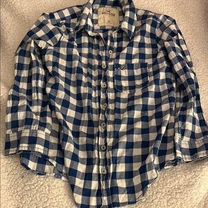 Vintage Hollister Navy and White Plaid Shirt